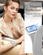 Pulseira Apple Watch em malha de aço inoxidável, compatível com 38mm a 49mm, ajuste elegante e seguro - Imagem 2