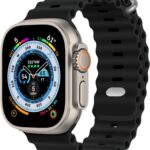 Pulseira BHUIJIC Ocean para Apple Watch Ultra: silicone ajustável, confortável e com fivela de metal.