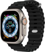 Pulseira BHUIJIC Ocean para Apple Watch Ultra: silicone ajustável, confortável e com fivela de metal.