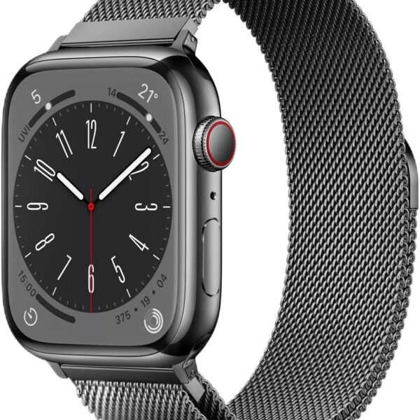 Pulseira BRG para Apple Watch em aço inoxidável com fecho magnético: ajuste fácil, elegante e compatível com vários modelos.