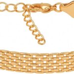 Pulseira Bracelete Esteira Malha Folheada Ouro 18k: elegância sofisticada para valorizar seu look com brilho duradouro.