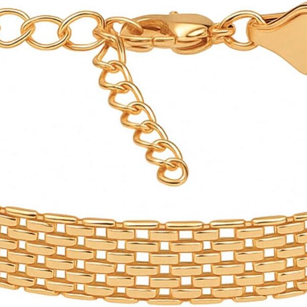 Pulseira Bracelete Esteira Malha Folheada Ouro 18k: elegância sofisticada para valorizar seu look com brilho duradouro.