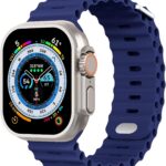 Pulseira Foufousun Ocean para Apple Watch Ultra: silicone macio, confortável e ideal para esportes e uso diário.