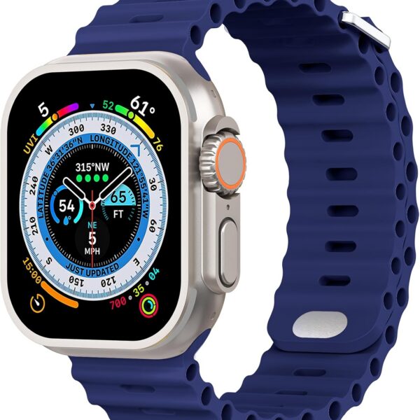 Pulseira Foufousun Ocean para Apple Watch Ultra: silicone macio, confortável e ideal para esportes e uso diário.