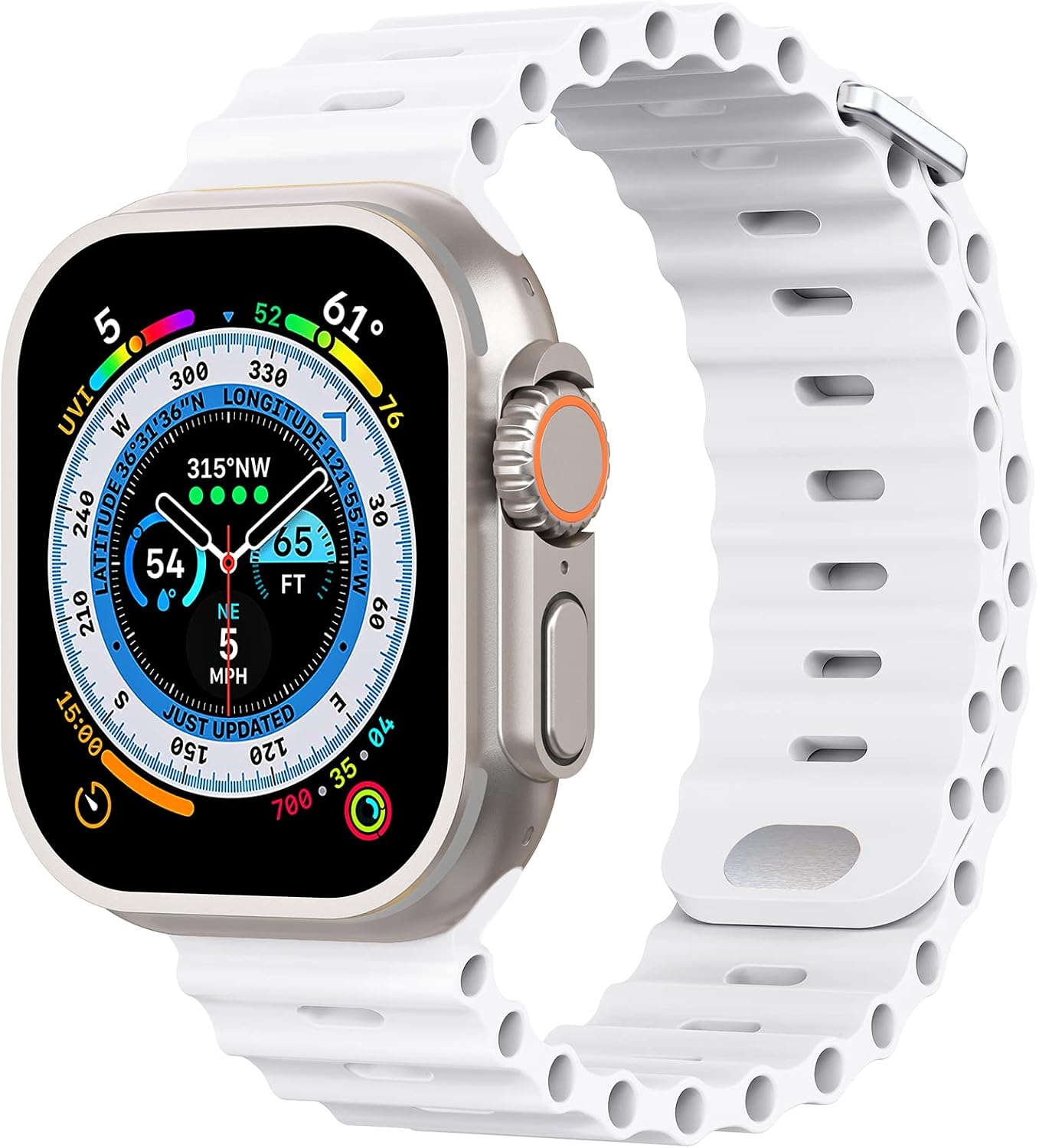 Pulseira Foufousun Ocean para Apple Watch Ultra: silicone macio, esportiva Pulseira Foufousun Ocean para Apple Watch Ultra: silicone macio, esportiva e confortável para uso diário e treinos