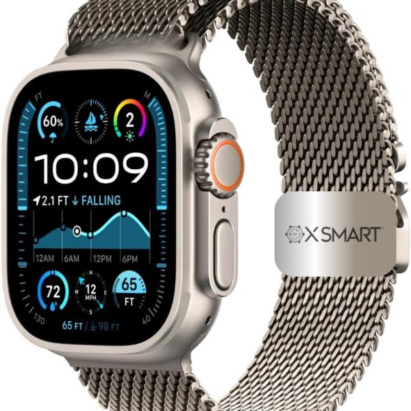 Pulseira Milanese para Apple Watch: aço inox, fecho seguro e ajuste elegante para Ultra e Series 3 a 10.