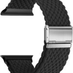 Pulseira Nepfaivy trançada e elástica para Apple Watch, confortável, ajustável e ideal para uso diário.