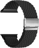 Pulseira Nepfaivy trançada e elástica para Apple Watch, confortável, ajustável e ideal para uso diário.