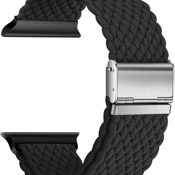 Pulseira Nepfaivy trançada e elástica para Apple Watch, confortável, ajustável e ideal para uso diário.