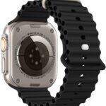 Pulseira Ocean de silicone para Apple Watch Ultra 49/45/44/42 mm, confortável e resistente para uso diário.