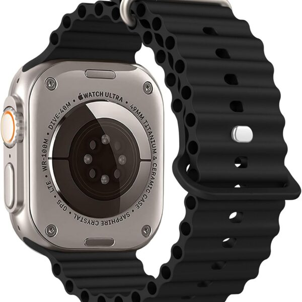 Pulseira Ocean de silicone para Apple Watch Ultra 49/45/44/42 mm, confortável e resistente para uso diário.