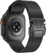 Pulseira WINGLE em malha milanesa para Apple Watch Ultra, conforto, ajuste seguro e estilo premium masculino