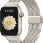 Pulseira Zedoli Milanesa magnética em aço inox compatível com Apple Watch, ajuste seguro e elegante para 38 a 49 mm