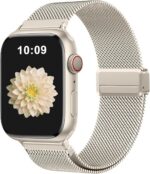 Pulseira Zedoli Milanesa magnética em aço inox compatível com Apple Watch, ajuste seguro e elegante para 38 a 49 mm