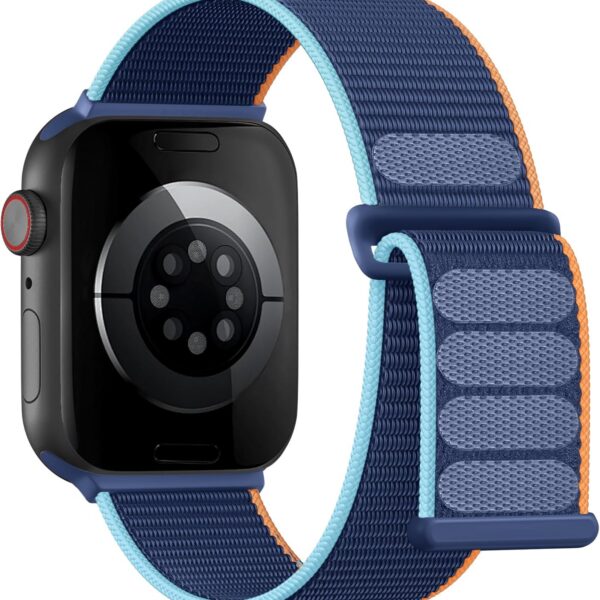 Pulseira de Nylon Lenrao para Apple Watch: confortável, esportiva e ajustável, ideal para uso diário e treino.