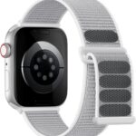 Pulseira de Nylon Lenrao para Apple Watch, leve, esportiva, unissex e ajustável com fecho de laço.
