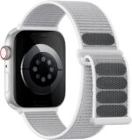 Pulseira de Nylon Lenrao para Apple Watch, leve, esportiva, unissex e ajustável com fecho de laço.