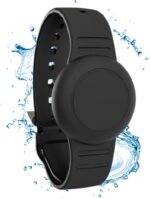 Pulseira de Silicone para Airtag à prova d’água, ajustável, resistente e confortável, ideal para adultos e crianças - preto