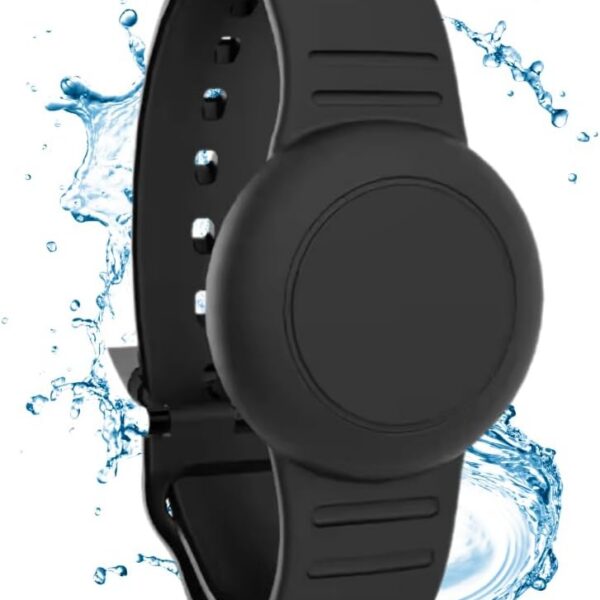 Pulseira de Silicone para Airtag à prova d’água, ajustável, resistente e confortável, ideal para adultos e crianças - preto