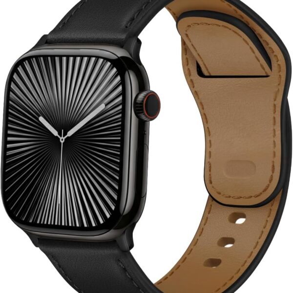 Pulseira de couro genuíno para Apple Watch: elegância, conforto e compatibilidade com séries 11 a 1, SE e Ultra 3/2.