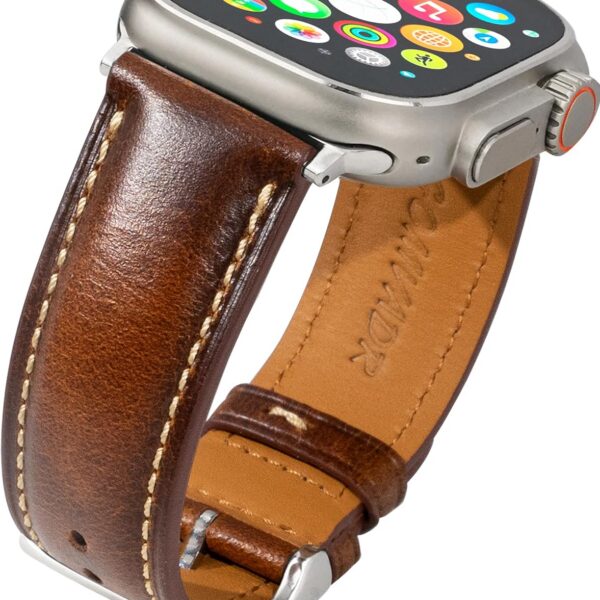 Pulseira de couro vintage Gomvadr para Apple Watch: estilo clássico, conforto premium e compatibilidade ampla.