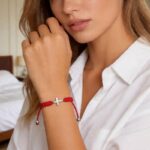 Pulseira de cruz vermelha ajustável com contas, joia de praia elegante para presentear no verão