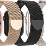 Pulseira de metal Steezrd para Apple Watch, magnética, ajustável e com 3 unidades em aço inoxidável.