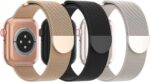 Pulseira de metal Steezrd para Apple Watch, magnética, ajustável e com 3 unidades em aço inoxidável.