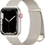 Pulseira de metal Zedoli magnética em malha milanesa para Apple Watch, ajuste elegante e seguro para vários modelos.