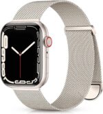 Pulseira de metal Zedoli magnética em malha milanesa para Apple Watch, ajuste elegante e seguro para vários modelos.