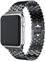 Pulseira de metal escama de peixe de dragão para Apple Watch, compatível com 38 a 49 mm e séries 1 a 10, 100% versátil.