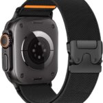 Pulseira elástica de nylon para Apple Watch Ultra, confortável, ajustável e resistente, com fecho de paraquedas esportivo.