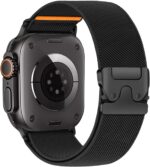 Pulseira elástica de nylon para Apple Watch Ultra, confortável, ajustável e resistente, com fecho de paraquedas esportivo.