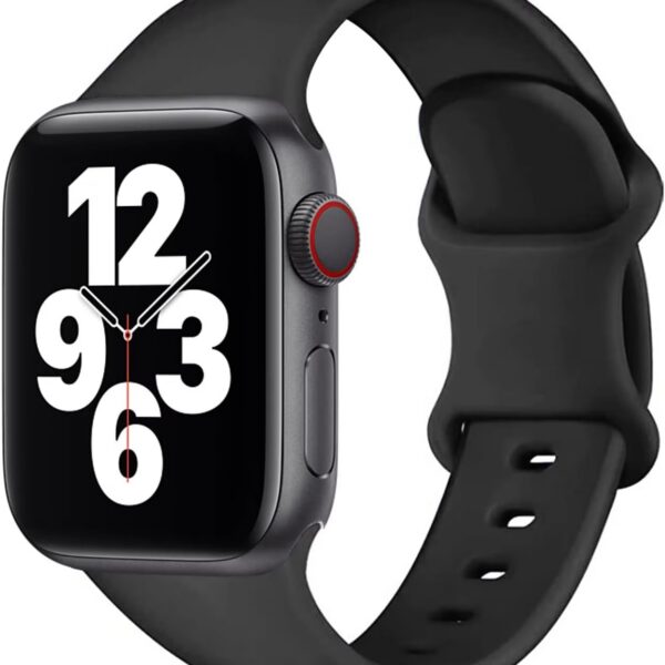 Pulseira esportiva Apple Watch em silicone macio, à prova d’água e confortável para uso diário.
