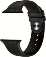 Pulseira esportiva compatível com Apple Watch: silicone macio, respirável e unissex para uso diário e treino.