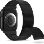 Pulseira esportiva de nylon para Apple Watch, respirável e ajustável, compatível com séries 10 a 3.