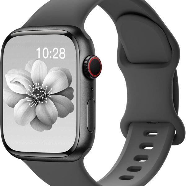 Pulseira esportiva de silicone para Apple Watch: confortável, ajustável e resistente para uso diário e treinos.