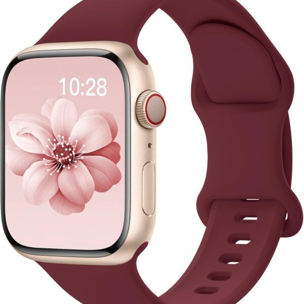 Pulseira esportiva de silicone para Apple Watch: macia, ajustável e compatível com vários tamanhos.