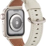 Pulseira feminina WFEAGL em couro genuíno para Apple Watch: elegância, conforto e ajuste perfeito para o dia a dia.