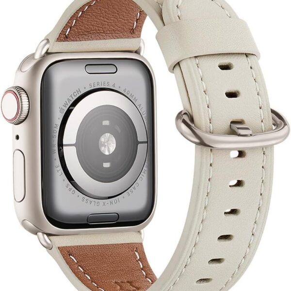 Pulseira feminina WFEAGL em couro genuíno para Apple Watch: elegância, conforto e ajuste perfeito para o dia a dia.