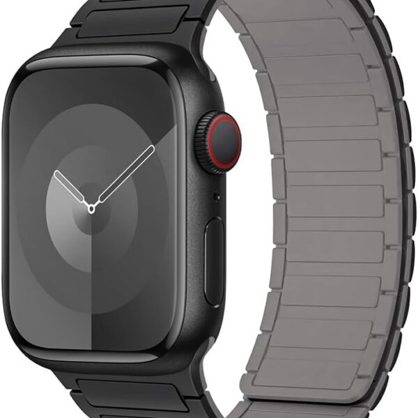 Pulseira magnética para Apple Watch com ajuste seguro e confortável, ideal para esportes e uso diário.