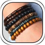 Pulseira masculina de hematita natural com design minimalista e contas elásticas, presente ideal para homens