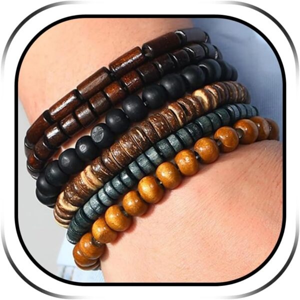 Pulseira masculina de hematita natural com design minimalista e contas elásticas, presente ideal para homens