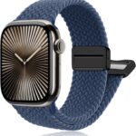 Pulseira trançada magnética para Apple Watch: ajuste rápido, conforto e compatibilidade com várias séries e tamanhos.