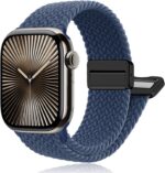 Pulseira trançada magnética para Apple Watch: ajuste rápido, conforto e compatibilidade com várias séries e tamanhos.