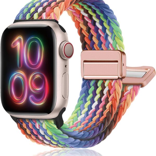 Pulseira trançada magnética para Apple Watch: conforto, ajuste rápido e fixação segura para uso diário.