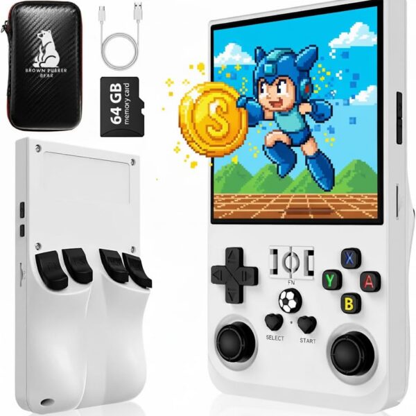 R36MAX Consola Retro Portátil com 15000+ jogos, 64GB e ecrã IPS 4: ideal para nostalgia e diversão sem internet