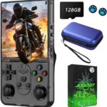 R36S GT Console De Jogos Portátil Com Tela Grande De 4.0 Polegadas,128 GB,Compatível Com Mais De 29+ Emuladores De Jogos,Mini Console de Videogame,Sistema Arkos 2.0 - Preto