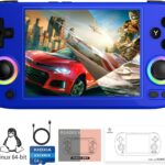 RG40XX H Consoles de jogos portáteis retrô, console de jogos, portátil, sistema Linux de 64 bits, tela IPS de 4 polegadas, Cortex-A53, suporta WiFi, Bluetooth, HD, saída de TV azul