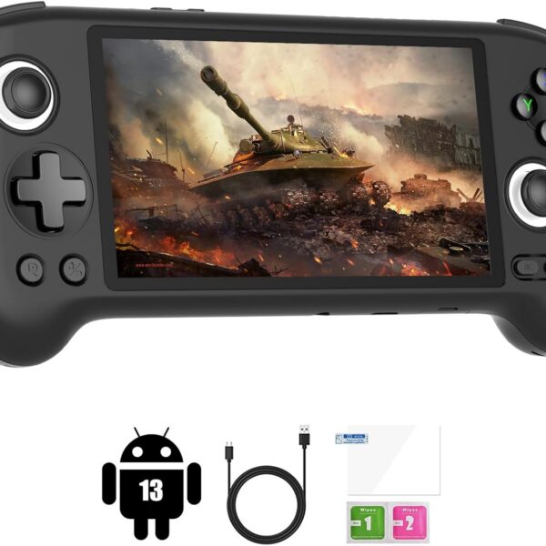 RG556 Retro Handheld Game Consoles No Card Retro Game Console Android 13 System 5.48-inch AMOLED Screen Unisoc T820 Processor, Retro Gaming Console 5500mAh Battery Lasting 8 Hours(Black)